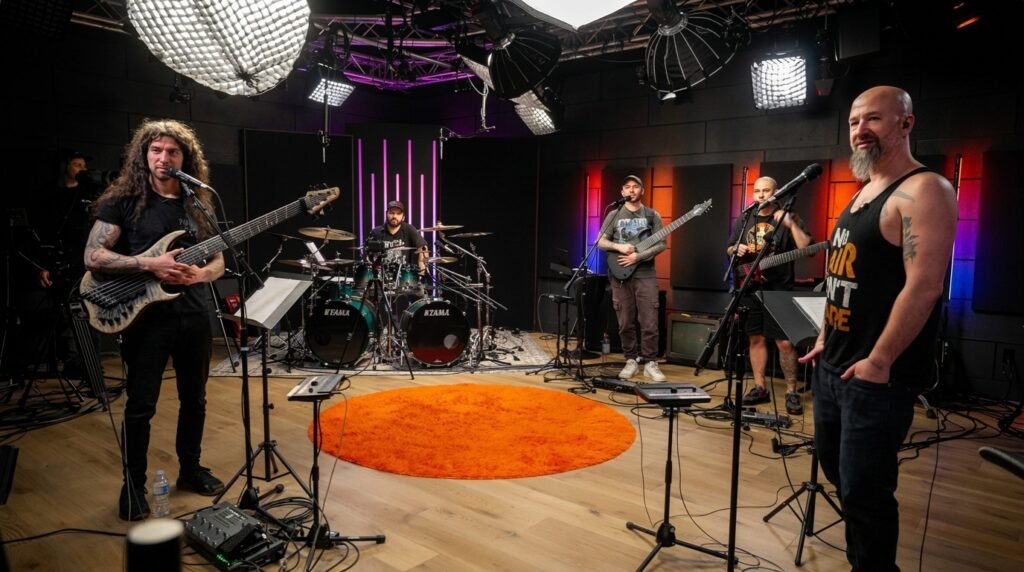 Archspire perform in Musora’s studio while preparing their technical death metal cover of ROSÉ and Bruno Mars’ “APT.”